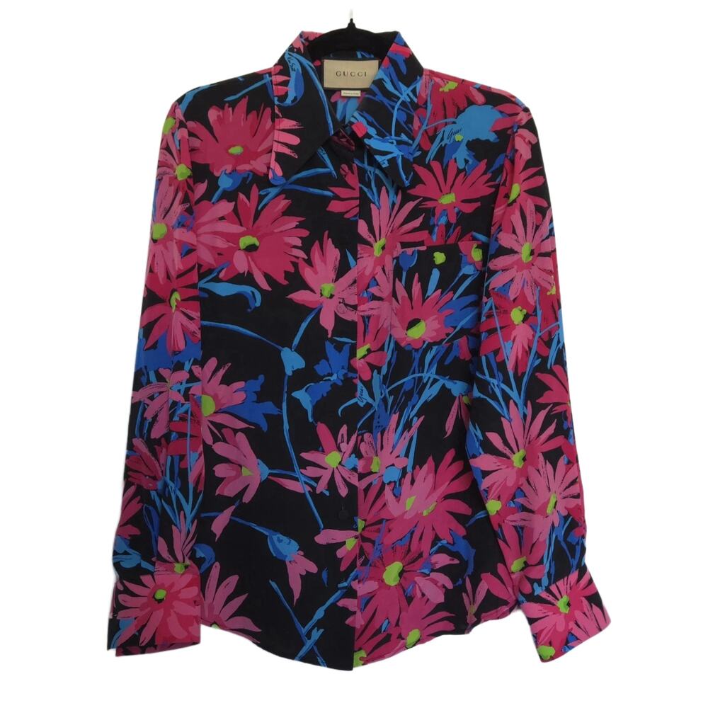 Gucci Button-up Multicolor Floral Blouse, IT 40 (US 4)